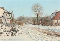 Ring Ole Winter S Day In The Village Street With A View To The Church 1949 canvas print