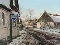 Ring Ole Winter Scene From The Village Of Gundsolille canvas print