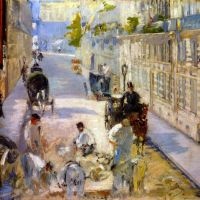 Trabajadores de la carretera Rue De Berne por Manet