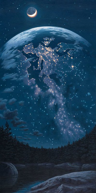 Rob Gonsalves Night Lights canvas print