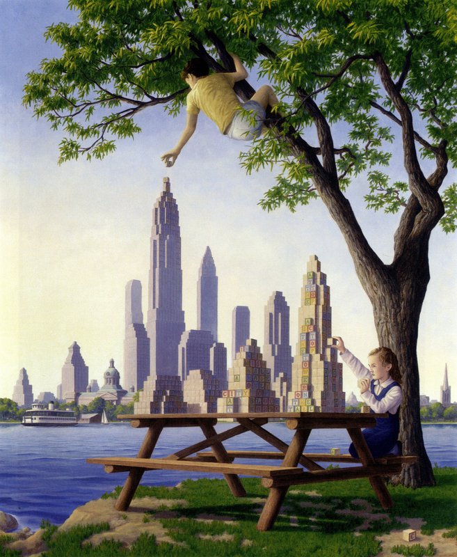 Rob Gonsalves Table Top Towers canvas print