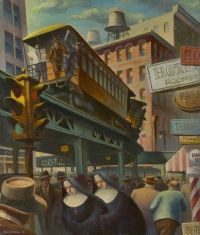 Robert William Addison City Scene With Nuns Ca. 1947