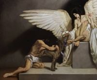 Roberto Ferri L Ala Nera O Il Tocco Dell Angelo Impresión en lienzo El ala negra o el toque del ángel