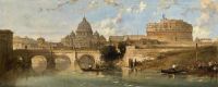 Roberts David Castle And Bridge Of St. Angelo Rome 1860 canvas print