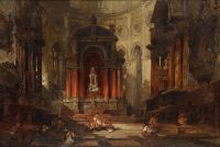 Roberts David Interior Of Antwerp Cathedral 1861