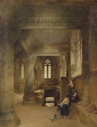 Roberts David Interior Of Rosslyn Chapel 1844 canvas print