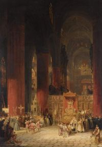 Roberts David Interior Of The Cathedral Of Seville During The Ceremony Of Corpus Christi 1833
