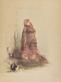 روبرتس ديفيد أحد تماثيل ضخمة لرعمسيس الثاني. مدخل معبد الأقصر 1838
