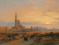 موكب روبرتس ديفيد أمام مقابر الخلفاء بالقاهرة الكبرى 1846