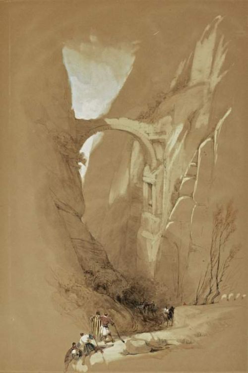 Roberts David Triumphal Arch Crossing The Ravine Leading To Petra Jordan 1839 canvas print