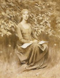 Robinson Theodore Girl Seated Writing Ca. 1885