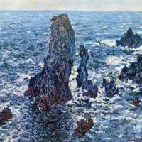 Rocks On Belle-ile De naalden van Port-coton door Monet