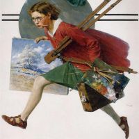 Rockwell Girl Running With Wet Canvas