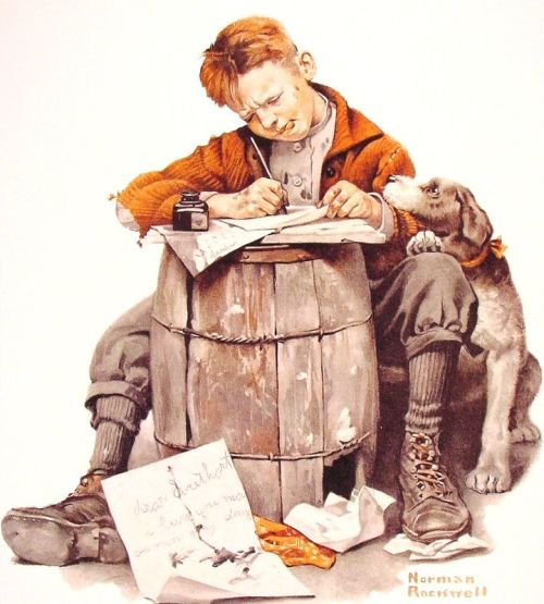 Rockwell Little Boy Writing A Letter canvas print