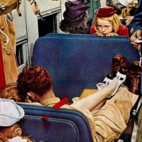 Niña Rockwell observando a los amantes en un tren