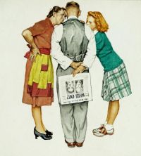 Rockwell Norman America At The Polls   Now Dad You Listen To Us 1944 canvas print
