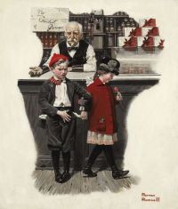 Rockwell Norman Boy And Shopkeeper canvas print