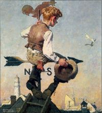Rockwell Norman Boy On A Weathervane 1934
