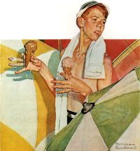 Rockwell Norman Boy con coni gelato che si sciolgono 1940