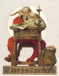 ロックウェル ノーマン クリスマス .santa メールを読む 1935