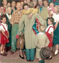 Rockwell Norman Navidad regreso a casa 1948 impresión de lienzo