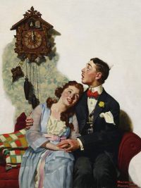 Rockwell Norman cortejando pareja a medianoche 1919 lienzo