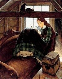 Rockwell Norman Jo Seated On The Old Sofa 1937
