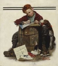 Rockwell Norman Little Boy Writing Letter 1920 canvas print