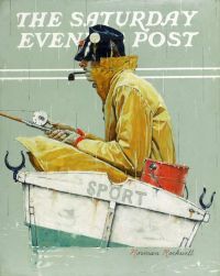 Rockwell Norman Man In Fishing Boat canvas print