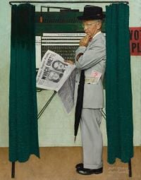 Rockwell Norman Man In Voting Booth canvas print