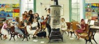 Rockwell Norman Norman Rockwell visita una escuela rural 1946 impresión de lienzo