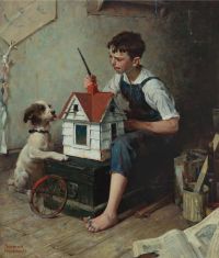 小さな家を描くロックウェル・ノーマン 1921年