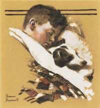 Rockwell Norman Sleeping Boy With Dog Ca. 1925 canvas print