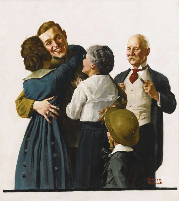 Rockwell Norman Soldier Reunited With Family canvas print