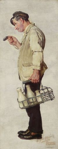 Rockwell Norman estudios para pareja con Milkman Ca. 1935 1 lienzo