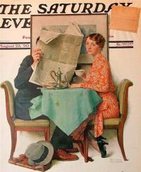 Rockwell Norman La table du petit déjeuner La couverture du magazine Saturday Evening Post 1930