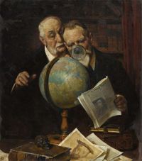 Rockwell Norman Two Men Consulting The Globe canvas print