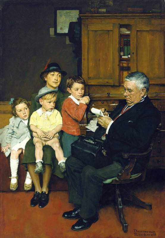 Rockwell Norman When The Doctor Treats Your Child 1939 canvas print