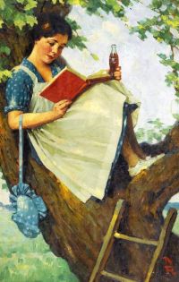 Rockwell Norman Young Girl Holding A Coke