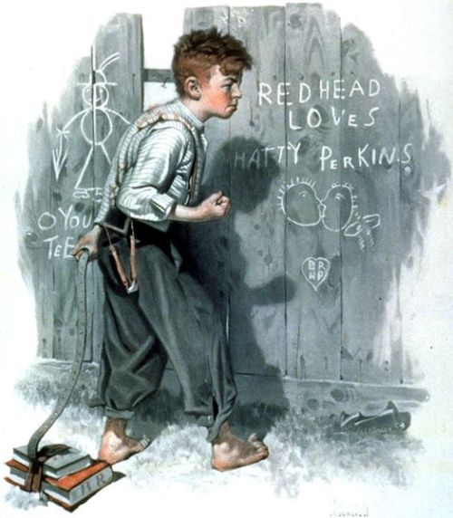 Rockwell Writing On The Fence canvas print