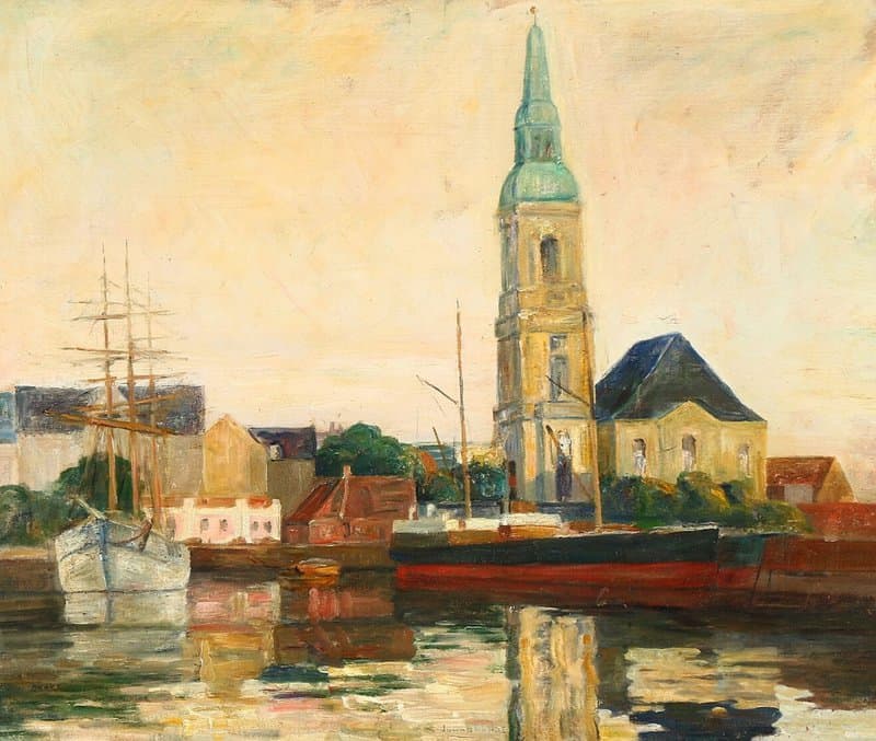 Rohde Johan A View From Copenhagen Harbour Towards Christians Kirke canvas print