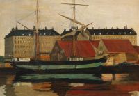 منظر من قناة فريدريكشولم في كوبنهاغن روهدي يوهان في كوبنهاغن 1907 1 لوحة قماشية