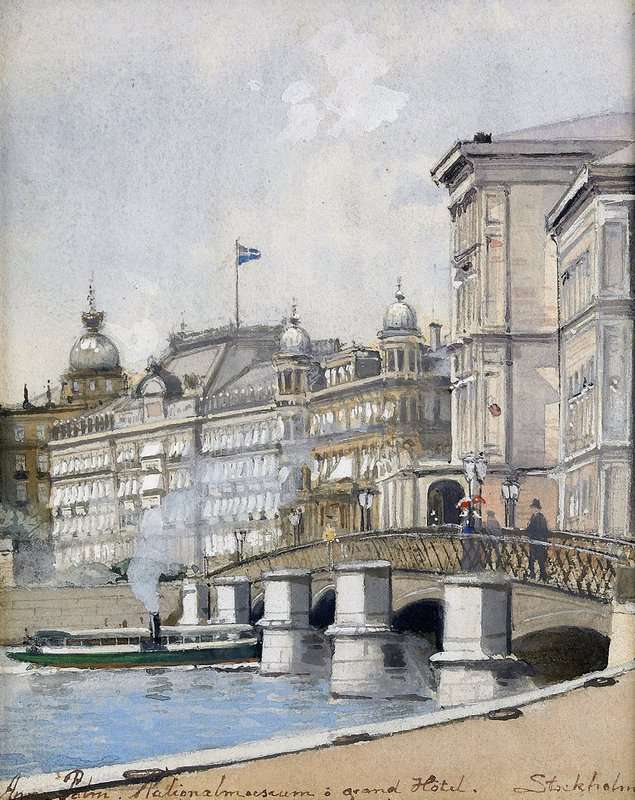 Rosa Anna Palm De Vy Mot Nationalmuseum Och Grand Hotel canvas print