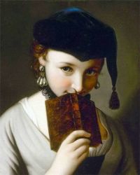 Rotari Pietro Antonio A Young Woman In A Russian Hat Holding A Book canvas print