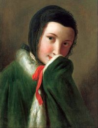 Rotari Pietro Antonio Portrait Of A Woman With Black Lace Scarf Green Coat With White Fur After 1750 canvas print