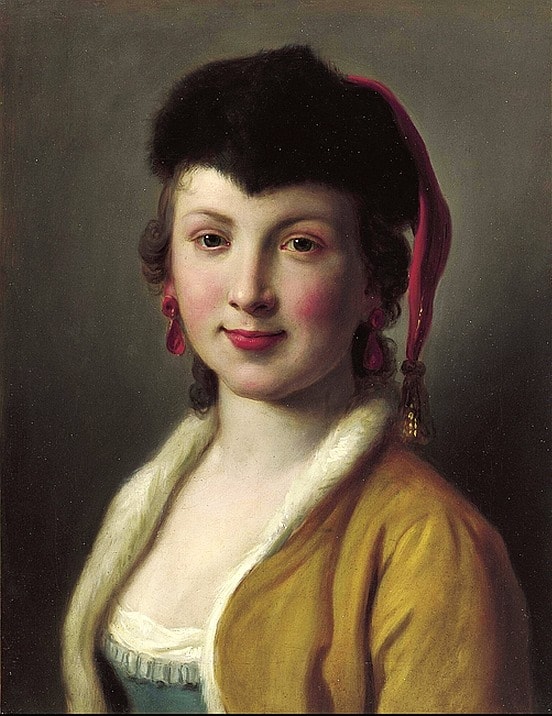 Rotari Pietro Antonio Portrait Of A Woman With Gold Jacket Fur Hat With Gold Tassel After 1750 canvas print