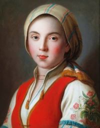 Rotari Pietro Antonio Portrait Of A Young Woman In Peasant Costume canvas print