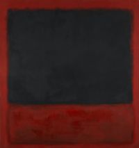 طباعة قماش روثكو بدون عنوان أسود أحمر فوق أسود على قماش أحمر