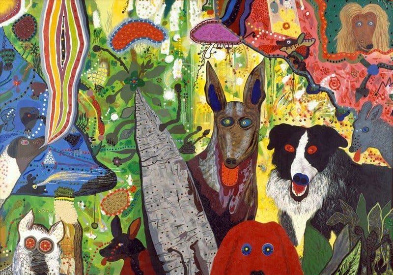Tableaux sur toile, reproduction de Roy De Forest Country Dog Gentlemen - 1972