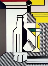 Roy Lichtenstein Dipinto purista con bottiglie 1975